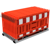 SET | with 20 panel fence | on storage and transport crossbar | without lamp adapter | with red/white foil, type RA1/A | type of barrier NOX red